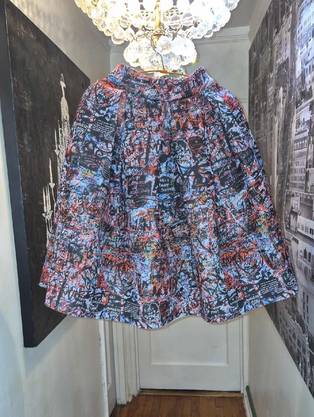 Maje Multicolor Graffiti Circle Skirt